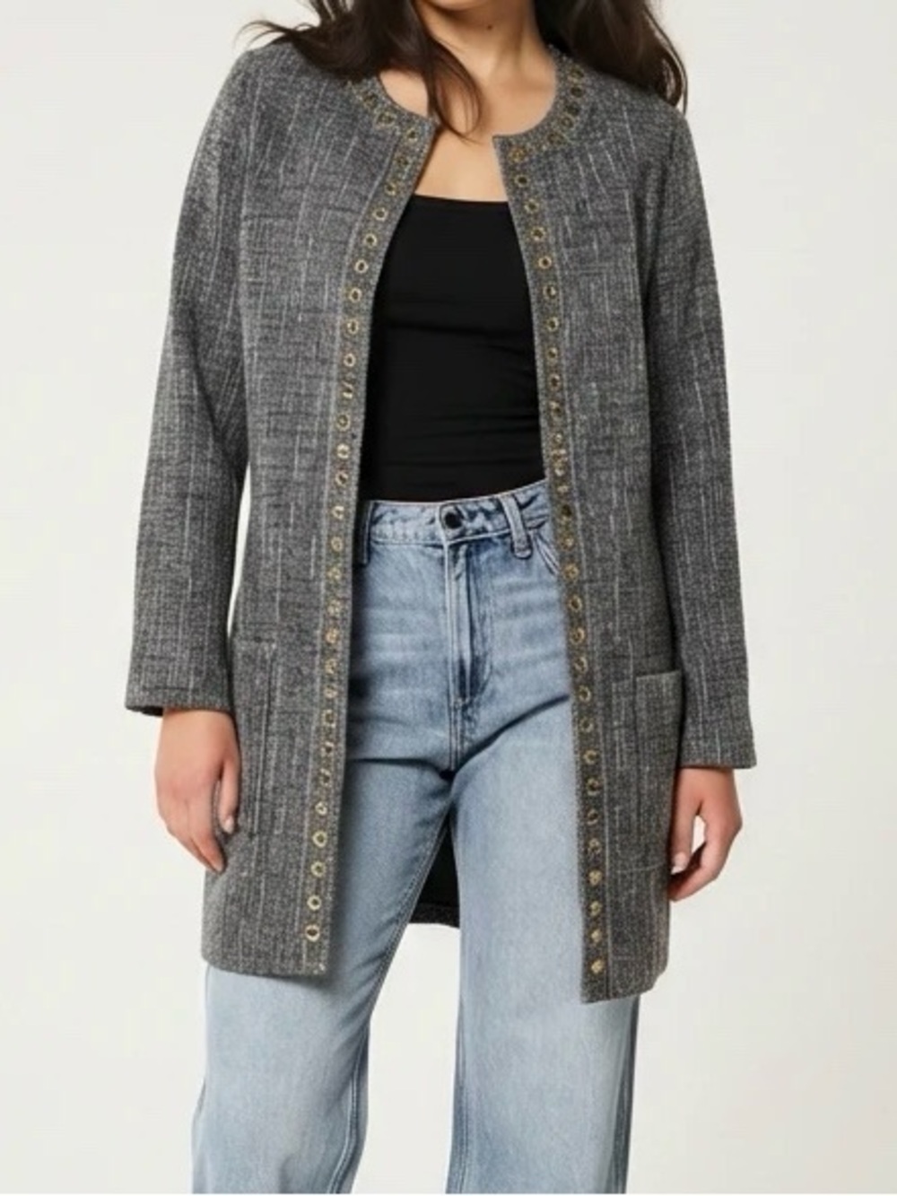 Chico's Grey Rhinestone Jacket